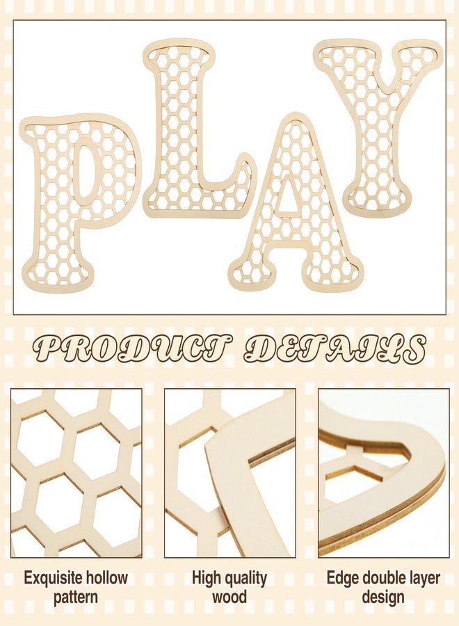 RattanView Wooden Play Rattan Letters Set Playroom Decor Boho Wall Signs Play Wooden Rattan Letters Wall Decor for Playroom Art Nursery Room Decorations(Wood Color) - Image 3